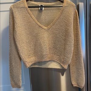 Windsor gold cropped v-neck sweater